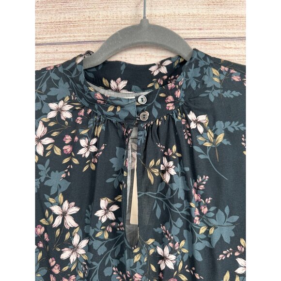 Velvet by Graham & Spencer Long Sleeve Keyhole Floral Slip Dress Women's M Green - Picture 6 of 16